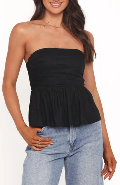 Petal And Pup Petal & Pup Maia Strapless Linen Blend Top In Black