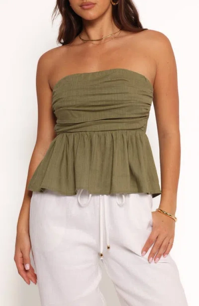 Petal And Pup Petal & Pup Maia Strapless Linen Blend Top In Green