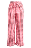 Petal And Pup Petal & Pup Marina Gingham Ruffle Hem Cotton Pants In Multi