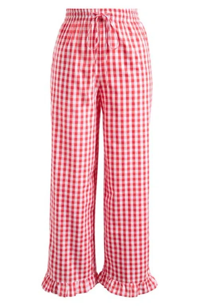 Petal And Pup Petal & Pup Marina Gingham Ruffle Hem Cotton Pants In Multi