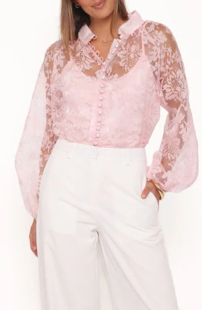 Petal And Pup Petal & Pup Marni Floral Organza Button-up Shirt In Purple