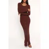 Petal And Pup Petal & Pup Marshall Long Sleeve Rib Knit Maxi Dress In Brown