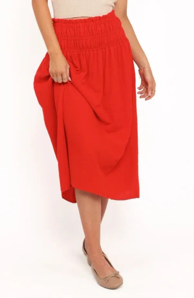 Petal And Pup Petal & Pup Mattea Smock Waist Cotton Gauze Maxi Skirt In Red