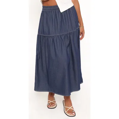 Petal And Pup Petal & Pup Meadow Denim Midi Skirt In Blue