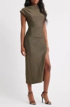 Petal And Pup Petal & Pup Mel Metallic Knit Midi Dress In Green
