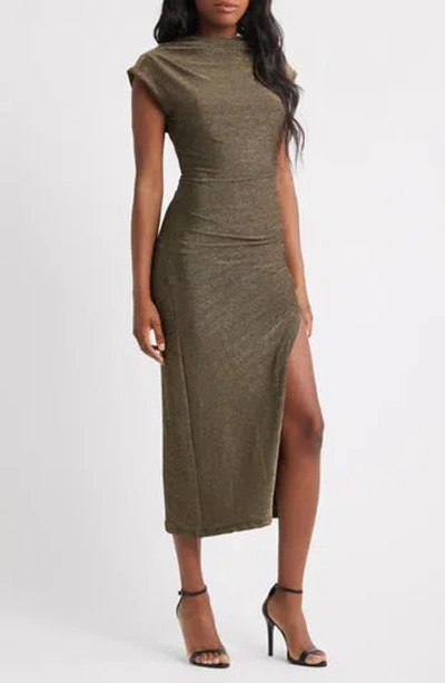 Petal And Pup Petal & Pup Mel Metallic Knit Midi Dress In Green