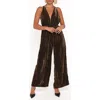 Petal And Pup Petal & Pup Melody Crushed Velvet Jumpsuit In Brown