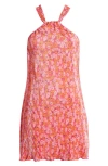 Petal And Pup Petal & Pup Melody Halter Neck Plissé Minidress In Pink