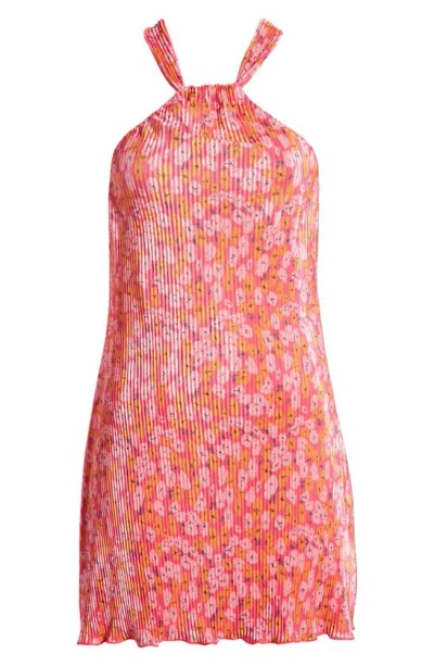 Petal And Pup Petal & Pup Melody Halter Neck Plissé Minidress In Pink