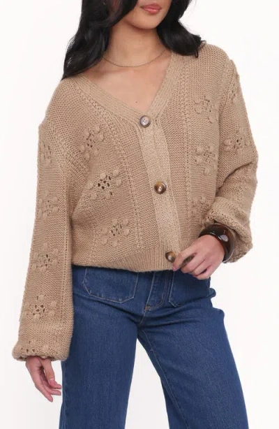 Petal And Pup Petal & Pup Melody Relaxed Fit Pointelle Cardigan In Brown
