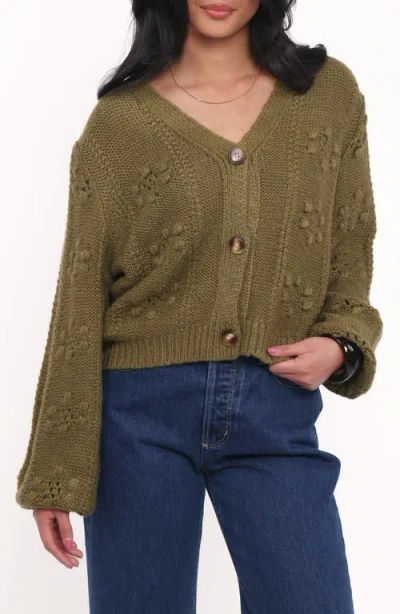 Petal And Pup Petal & Pup Melody Relaxed Fit Pointelle Cardigan In Green