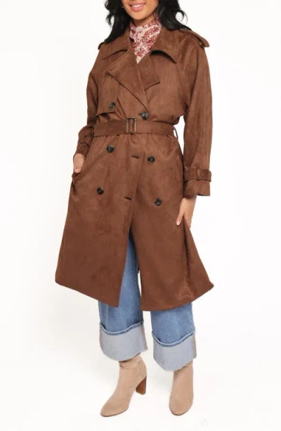 Petal And Pup Petal & Pup Micha Faux Suede Trench Coat In Brown