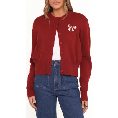 Petal And Pup Petal & Pup Middleton Bow Cardigan In Burgundy