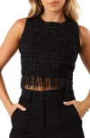 Petal And Pup Petal & Pup Milana Tweed Bead Fringe Sleeveless Top In Black