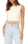 Petal And Pup Petal & Pup Milana Tweed Bead Fringe Sleeveless Top In White