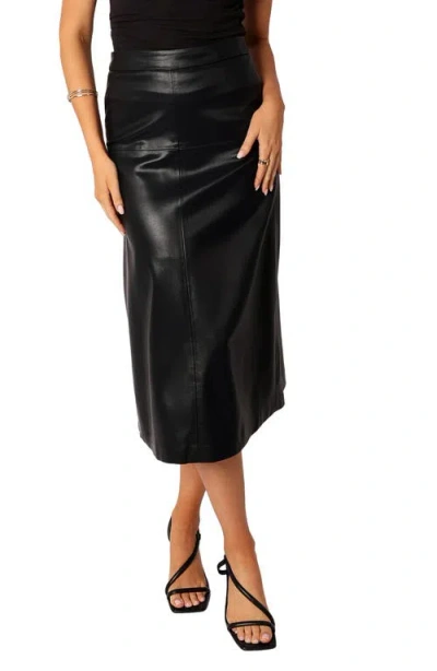 Petal And Pup Petal & Pup Miller Faux Leather Midi Skirt In Black