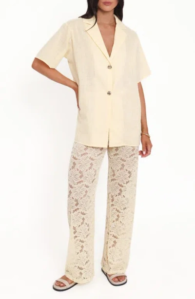 Petal And Pup Petal & Pup Mindy Woven Shirt & Lace Pants In Neutral