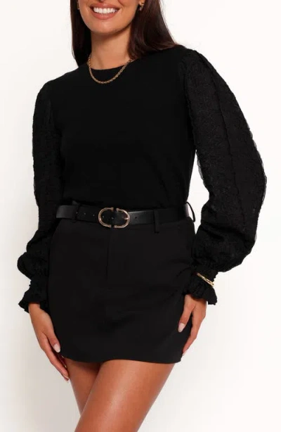 Petal And Pup Petal & Pup Misah Mixed Media Top In Black