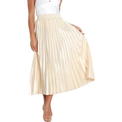 Petal And Pup Petal & Pup Missie Pleated Satin Skirt In Neutral
