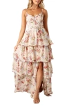 Petal And Pup Petal & Pup Mito Floral Tiered Corset Gown In Neutral