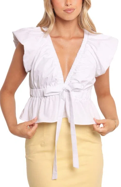 Petal And Pup Petal & Pup Moira Cotton Drawstring Waist Peplum Top In Pink