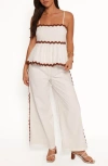 Petal And Pup Petal & Pup Mollymook Rickrack Trim Cotton Wide Leg Pants In White