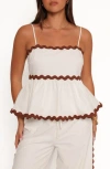 Petal And Pup Petal & Pup Mollymook Rickrack Trim Sleeveless Peplum Top In White