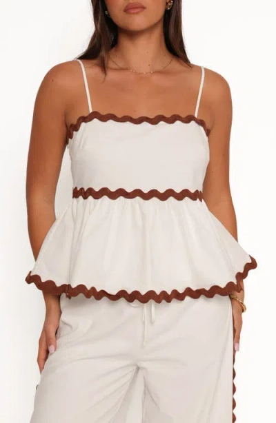 Petal And Pup Petal & Pup Mollymook Rickrack Trim Sleeveless Peplum Top In White