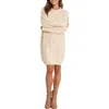 Petal And Pup Petal & Pup Mona Cable Stitch Long Sleeve Sweater Minidress In White