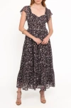 Petal And Pup Petal & Pup Myles Floral Chiffon Maxi Dress In Black