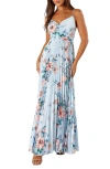 Petal And Pup Petal & Pup Naira Floral Pleated Maxi Dress In Blue