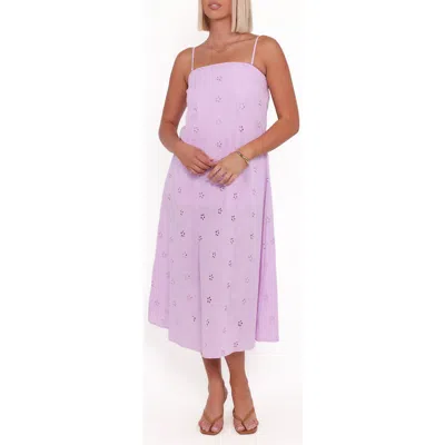 Petal And Pup Petal & Pup Narcissa Eyelet Sleeveless Midi Dress In Purple