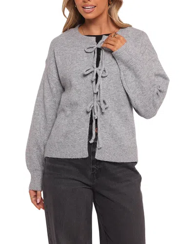 Petal And Pup Neri Bow Tie Front Cardigan In Gray