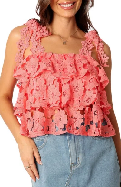 Petal And Pup Petal & Pup Neva Floral Lace Tiered Tank In Red