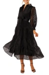 Petal And Pup Petal & Pup Neve Long Sleeve Tiered Shirtdress In Black