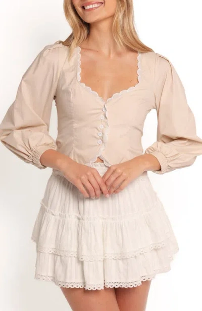 Petal And Pup Petal & Pup Nolette Scallop Trim Top In Neutral
