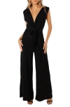 Petal And Pup Petal & Pup Nora Metallic Wide Leg Jumpsuit In Black