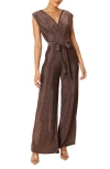 Petal And Pup Petal & Pup Nora Metallic Wide Leg Jumpsuit In Brown