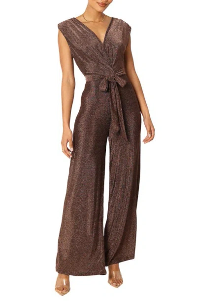 Petal And Pup Petal & Pup Nora Metallic Wide Leg Jumpsuit In Brown