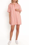 Petal And Pup Petal & Pup Norah Stripe Cotton Mini Shirtdress In Pink