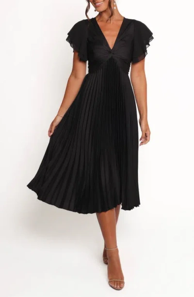 Petal And Pup Petal & Pup Nova Flutter Sleeve Midi Dress In Black