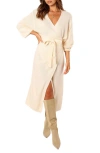 Petal And Pup Petal & Pup Nova Long Sleeve Maxi Wrap Dress In White