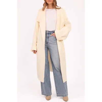 Petal And Pup Petal & Pup Nova Longline Cable Knit Cardigan In Neutral