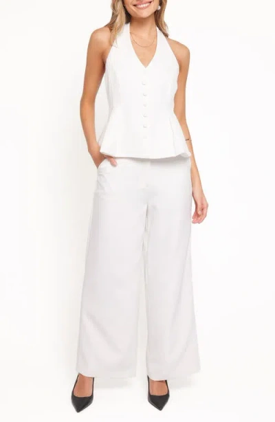 Petal And Pup Petal & Pup Odelia Halter Vest & Wide Leg Pants Set In White