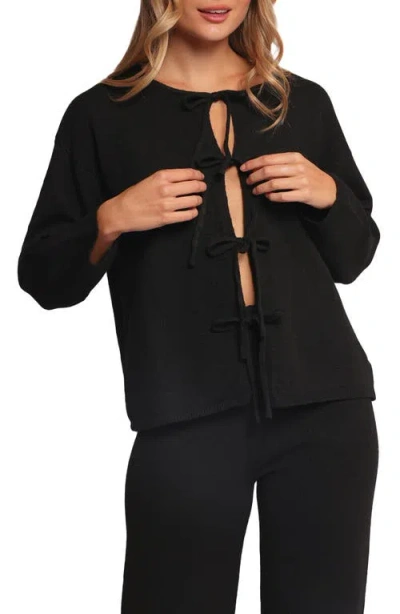 Petal And Pup Petal & Pup Odell Tie Cardigan & Pants Set In Black