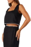 Petal And Pup Petal & Pup Odette Square Neck Sleeveless Linen Top In Black