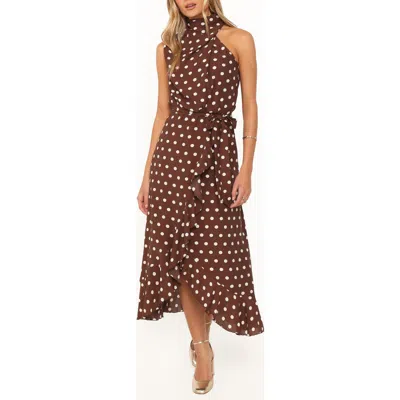 Petal And Pup Petal & Pup Olana Polka Dot Midi Dress In Brown