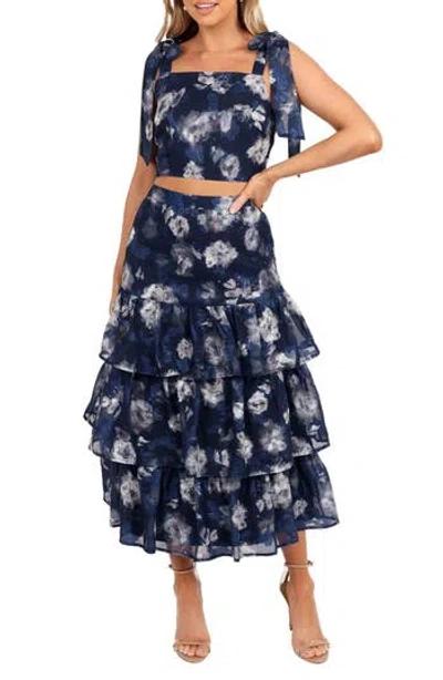 Petal And Pup Petal & Pup Olivia Floral Crop Top & Skirt Set In Navy Floral