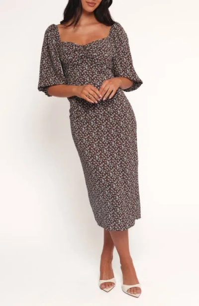 Petal And Pup Petal & Pup Oona Floral Midi Dress In Brown