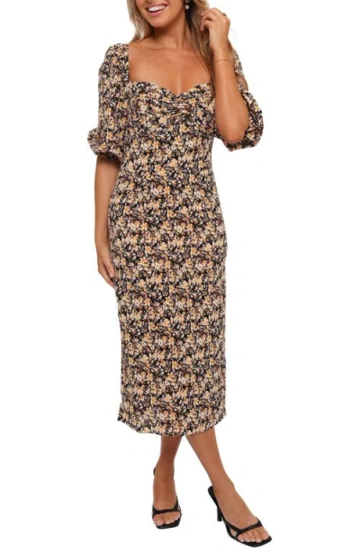 Petal And Pup Petal & Pup Oona Floral Midi Dress In Black